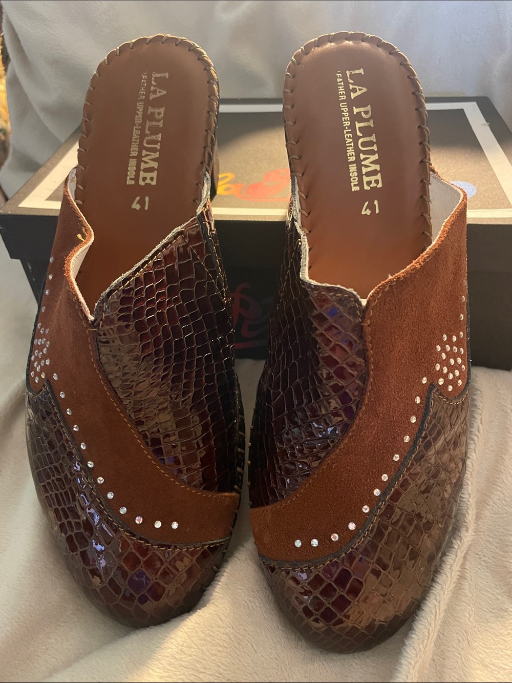 Brown La Plume Slip-On Mules